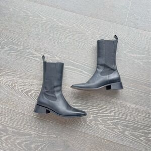Neous Black Leather Chelsea Heeled Boots Size 39